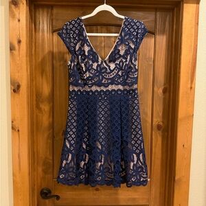 Elegant Blue Lace Dress